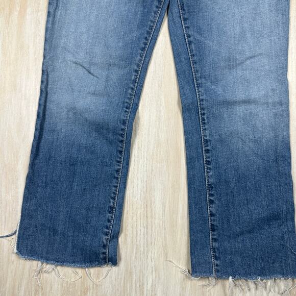 Abercrombie & Fitch Low Rise Raw Hem Y2K Blue Denim Cropped Bootcut Jeans 4 - Picture 4 of 13